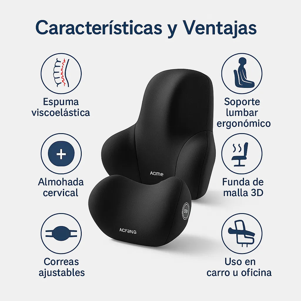 LumbarSoft - Soporte Lumbar y Cuello Para Carro 🚗💆